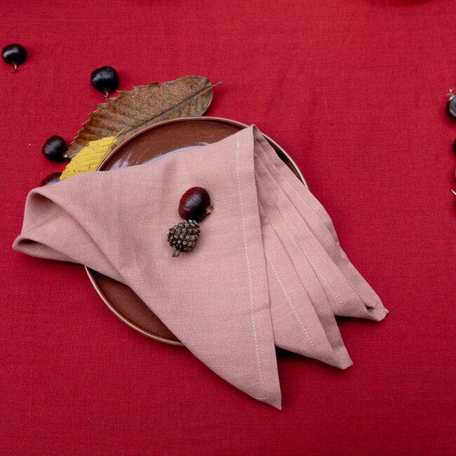 Serviettes de table en lin lavé Terre Cuite (lot de 4)