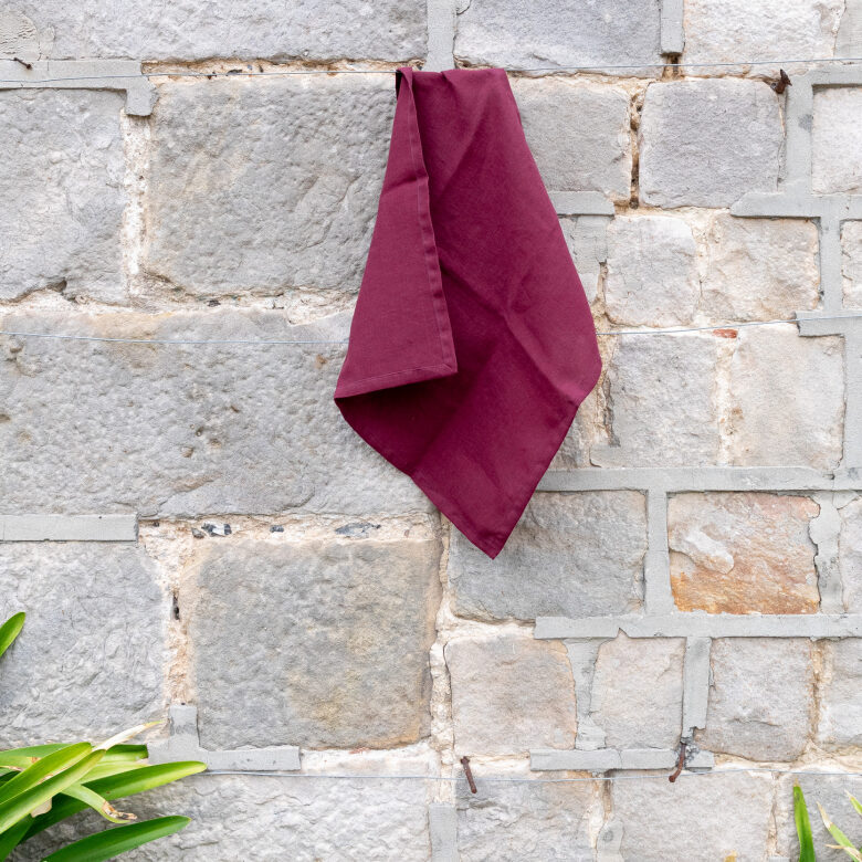 Serviettes de table en lin lavé Rouge Grenat (lot de 4) - Embrin