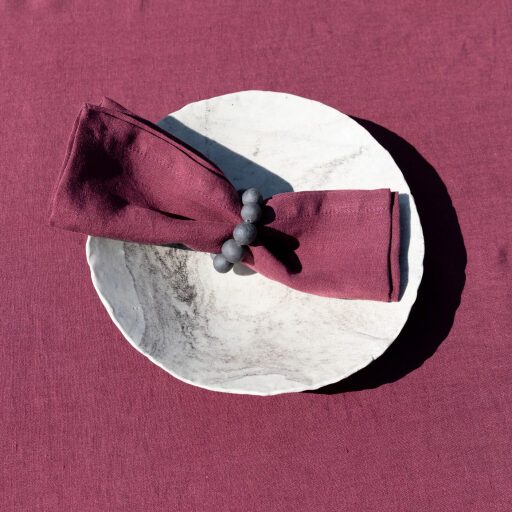 Serviettes de table en lin lavé Rouge Grenat (lot de 4)