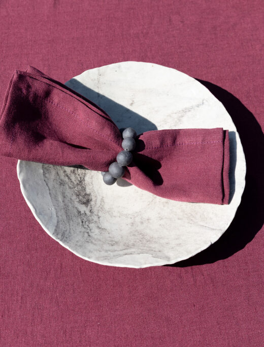 Serviettes de table en lin lavé Rouge Grenat (lot de 4)