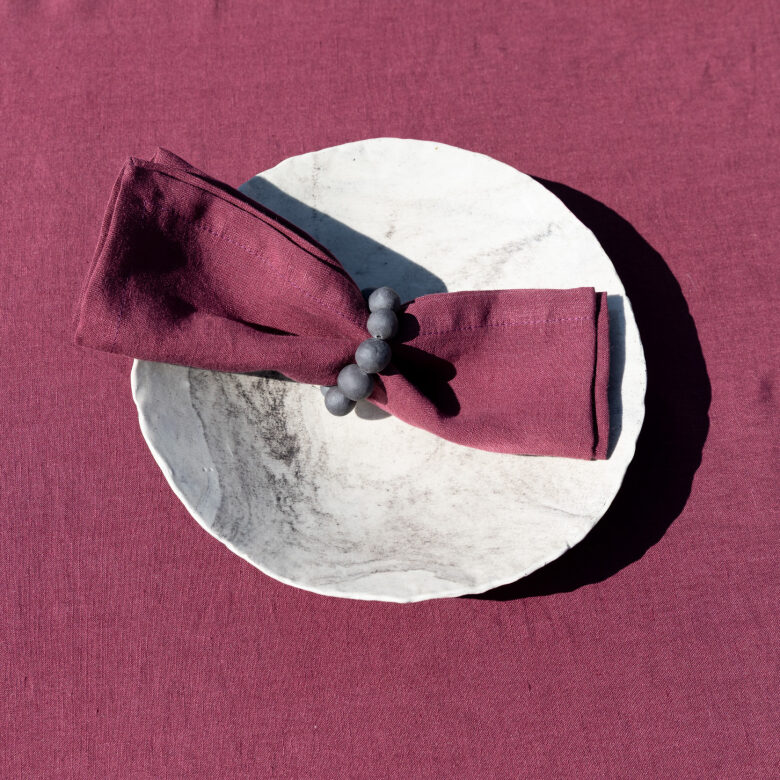 Serviettes de table en lin lavé Rouge Grenat (lot de 4) - Embrin