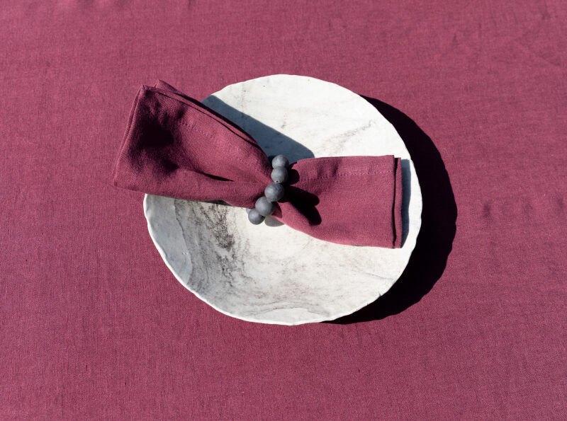 Serviettes de table en lin lavé Rouge Grenat (lot de 4)