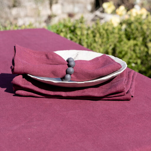 Serviettes de table en lin lavé Rouge Grenat (lot de 4)