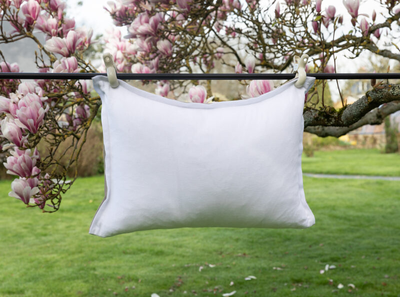 Housse de coussin en lin lavé Blanc Optique