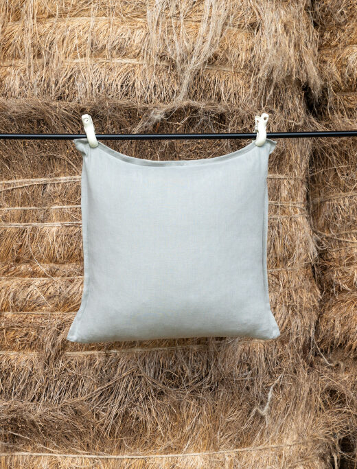 Housse de coussin en lin lavé Gris Argile