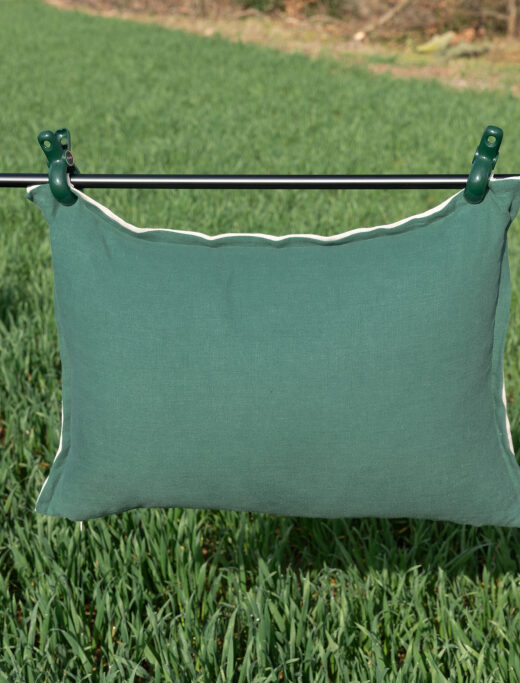 Housse de coussin en lin lavé Vert Pin