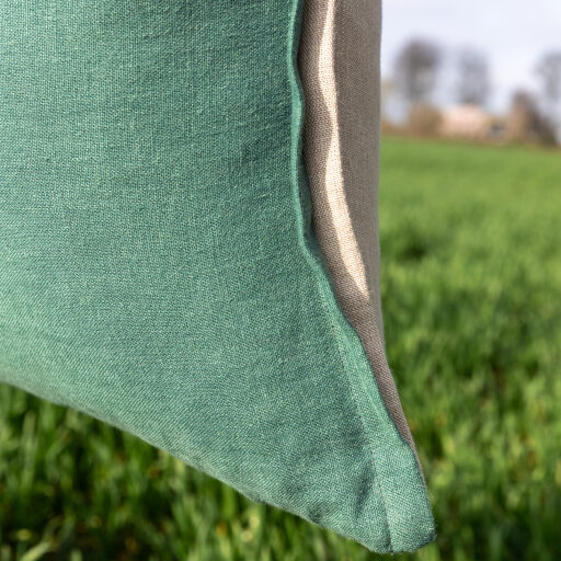Housse de coussin en lin lavé Vert Pin