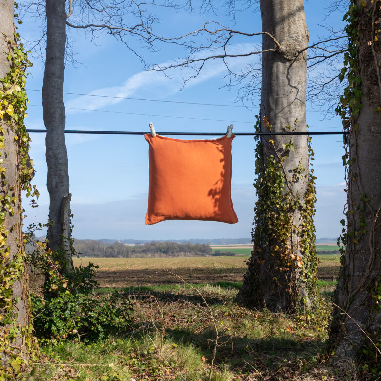Housse de coussin en lin lavé Rouge Brique - Embrin