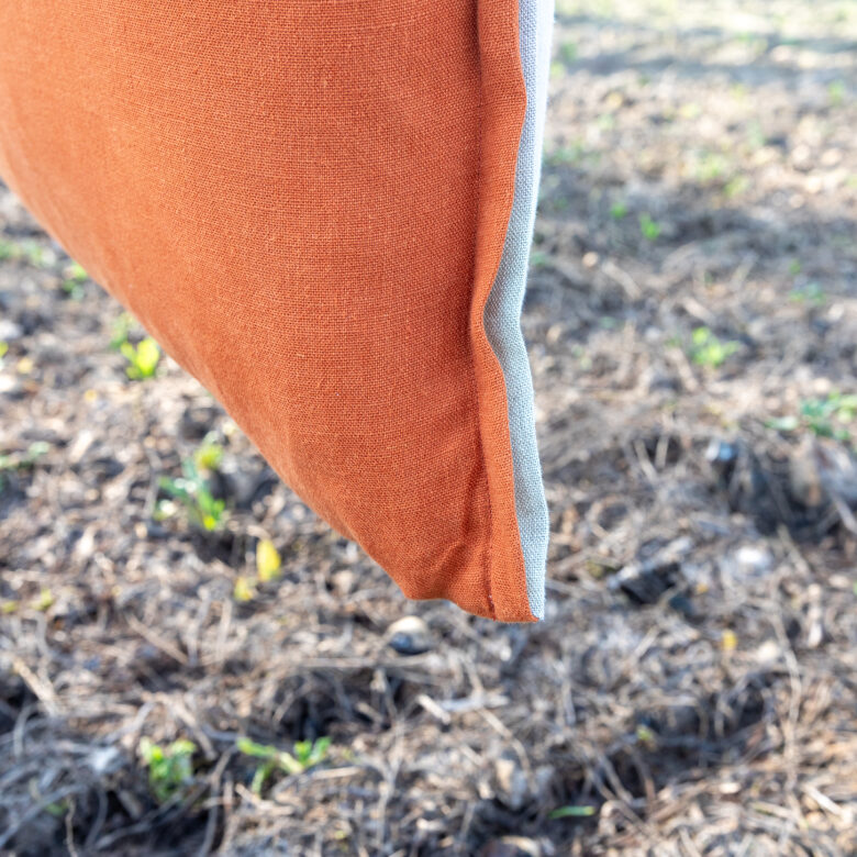 Housse de coussin en lin lavé Rouge Brique - Embrin