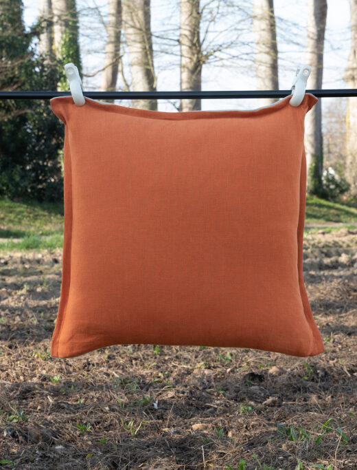 Housse de coussin en lin lavé Rouge Brique