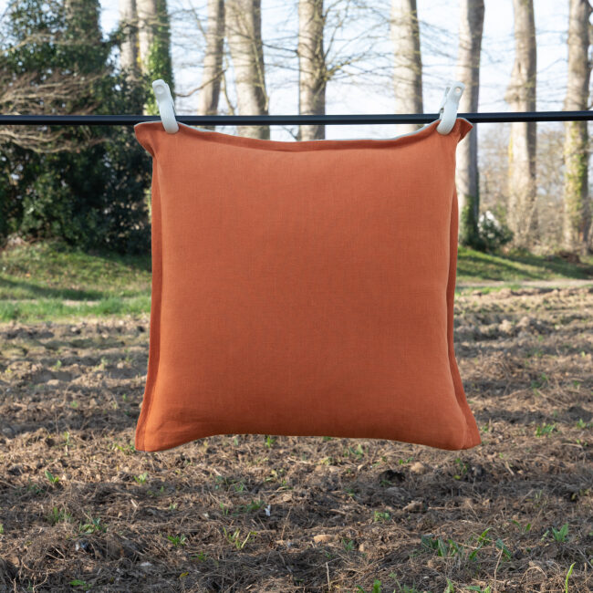 Housse de coussin en lin lavé Rouge Brique