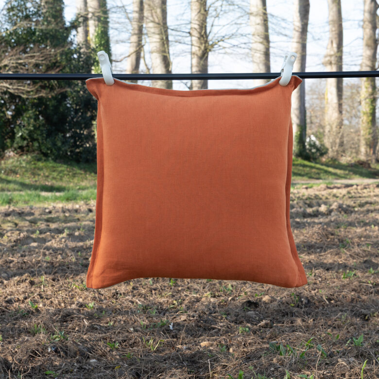 Housse de coussin en lin lavé Rouge Brique - Embrin