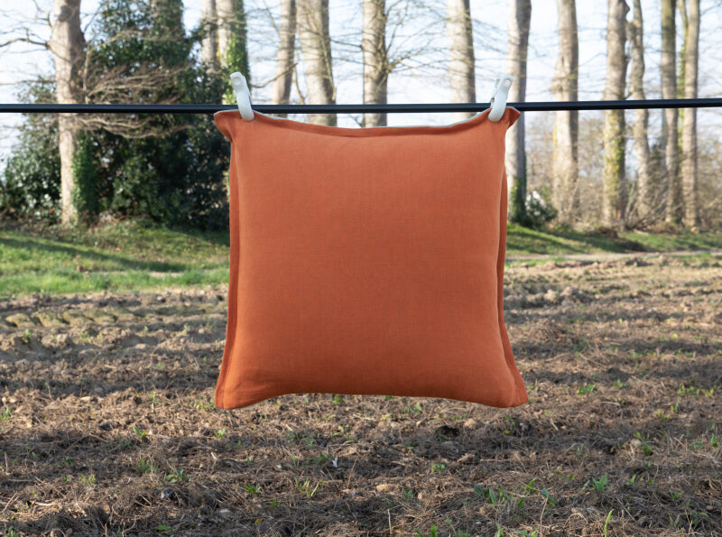 Housse de coussin en lin lavé Rouge Brique
