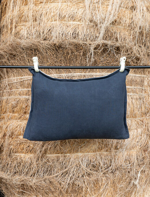 Housse de coussin en lin lavé Gris Caviar