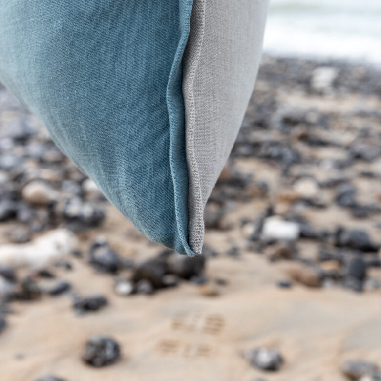 Housse de coussin en lin lavé Bleu Turquoise - Embrin