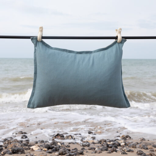 Housse de coussin en lin lavé Bleu Turquoise