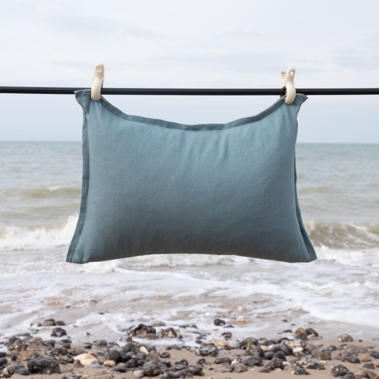 Housse de coussin en lin lavé Bleu Turquoise - Embrin
