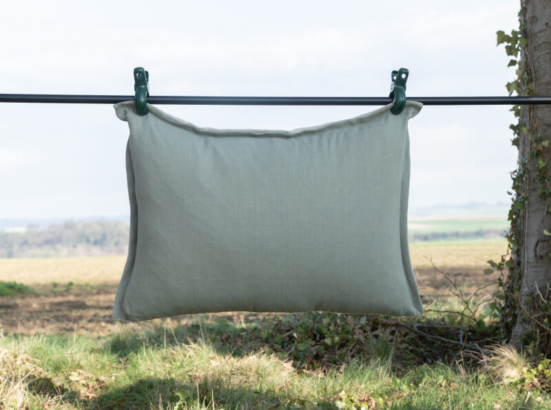Housse de coussin en lin lavé Vert Lichen