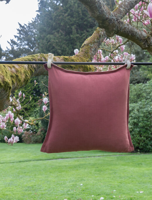 Housse de coussin en lin lavé Vieux Rose