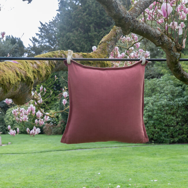 Old Rose Two-Tone Washed Linen Cushion Cover