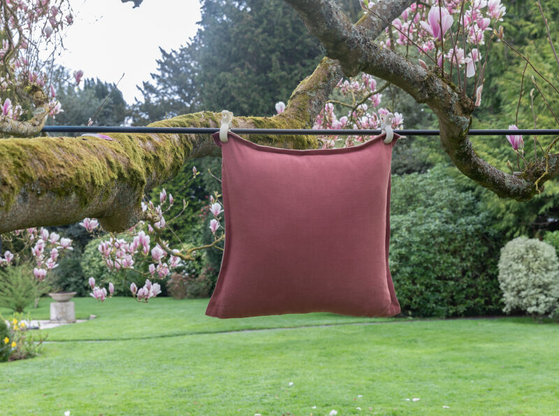 Housse de coussin en lin lavé Vieux Rose