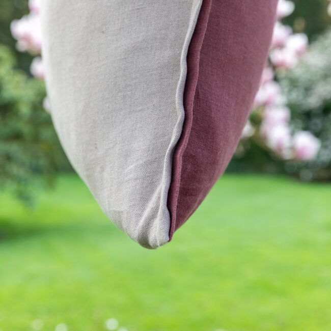 Old Rose Two-Tone Washed Linen Cushion Cover
