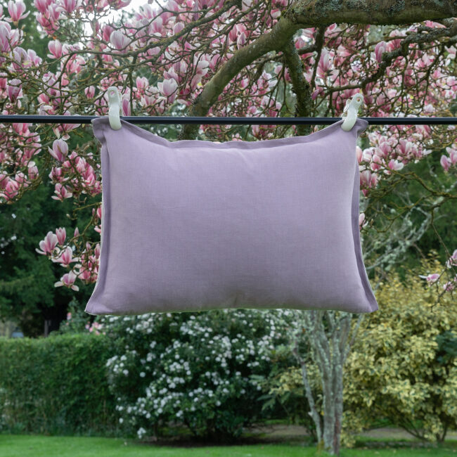 Housse de coussin en lin lavé Violine