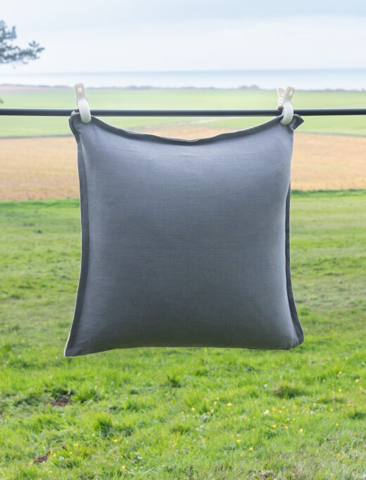 Housse de coussin en lin lavé Gris Zinc