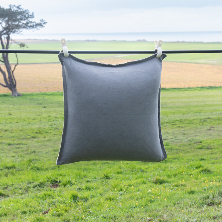 Housse de coussin en lin lavé Gris Zinc - Embrin