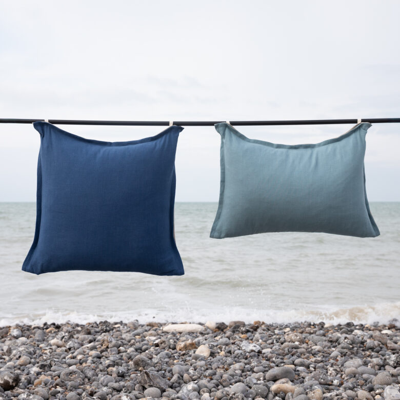 Housse de coussin en lin lavé Bleu Outremer - Embrin