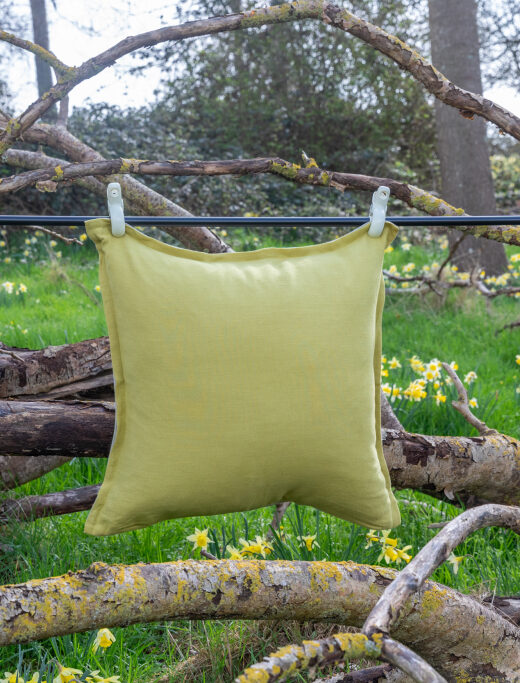 Housse de coussin en lin lavé Jaune Houblon