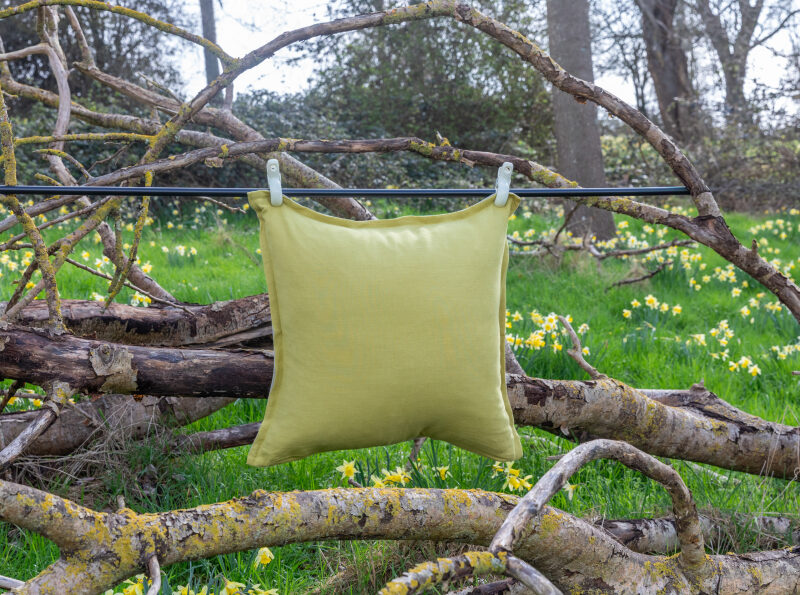 Housse de coussin en lin lavé Jaune Houblon