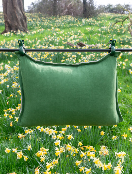 Housse de coussin en lin lavé Vert Mousse