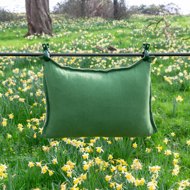 Housse de coussin en lin lavé Vert Mousse