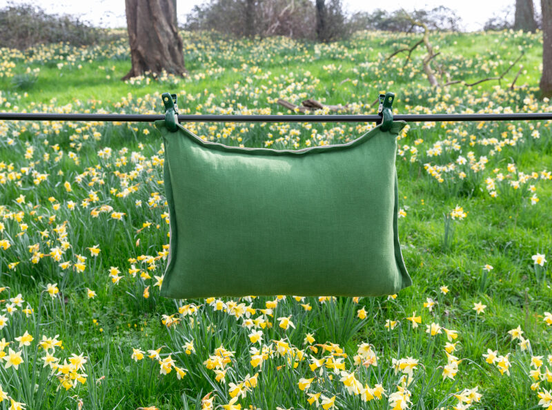 Housse de coussin en lin lavé Vert Mousse