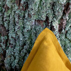 Housse de coussin en lin lavé Jaune Curry Bicolore