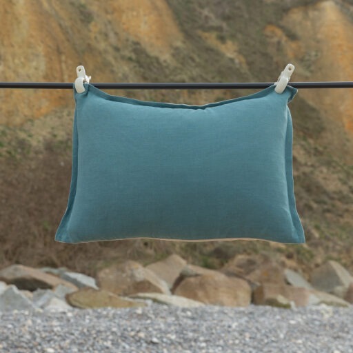 Housse de coussin en lin lavé Vert Paon Bicolore
