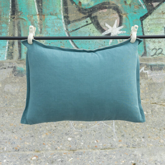 Housse de coussin en lin lavé Vert Paon