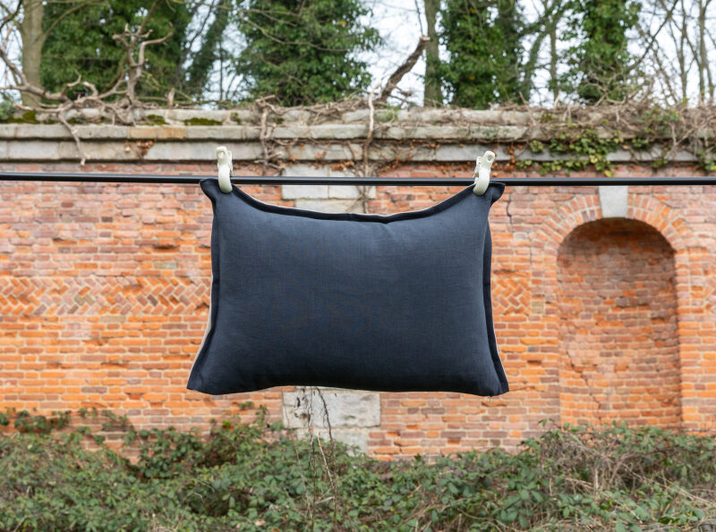 Housse de coussin en lin lavé Gris Plomb