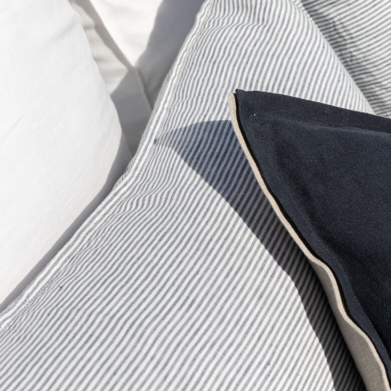 Housse de coussin en lin lavé Gris Plomb Bicolore - Embrin