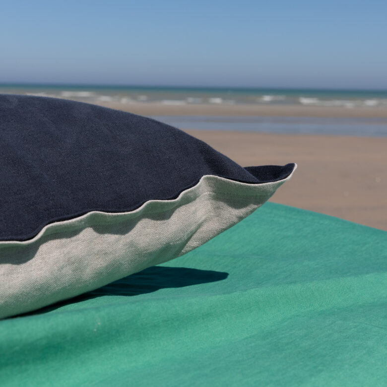 Housse de coussin en lin lavé Gris Plomb Bicolore - Embrin