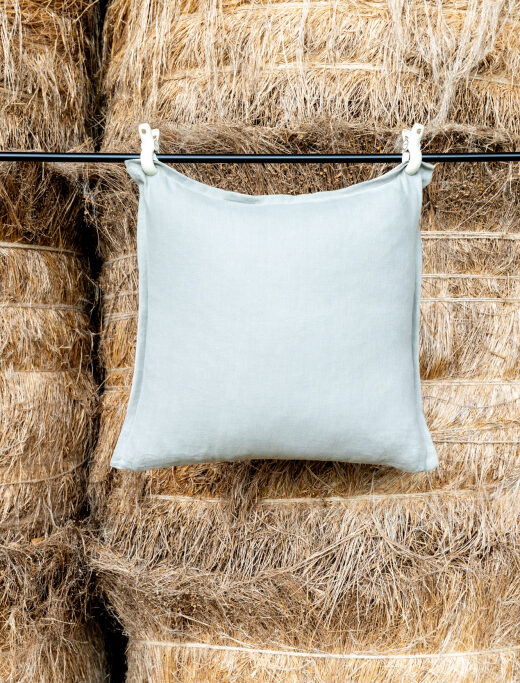 Housse de coussin en lin lavé Gris Galet