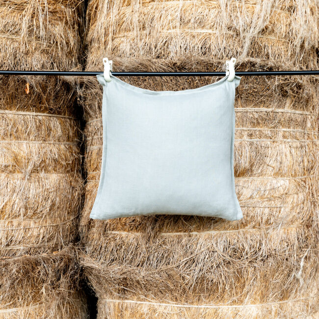 Housse de coussin en lin lavé Gris Galet Bicolore
