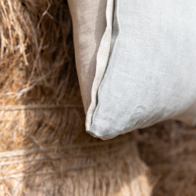 Housse de coussin en lin lavé Gris Galet Bicolore