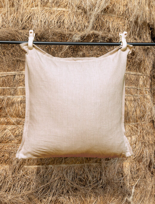 Housse de coussin en lin lavé Ficelle