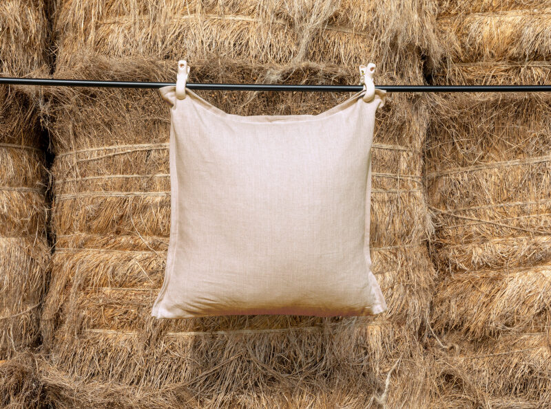 Housse de coussin en lin lavé Ficelle