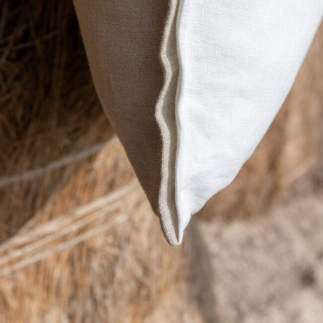 Housse de Coussin en lin lavé Crème