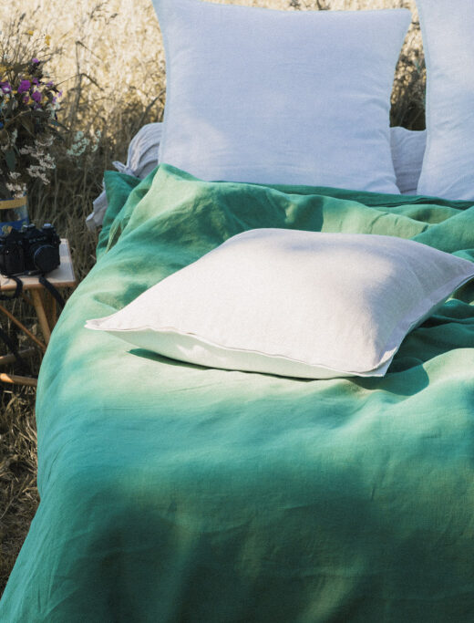 Housse de Coussin en lin lavé Crème Bicolore