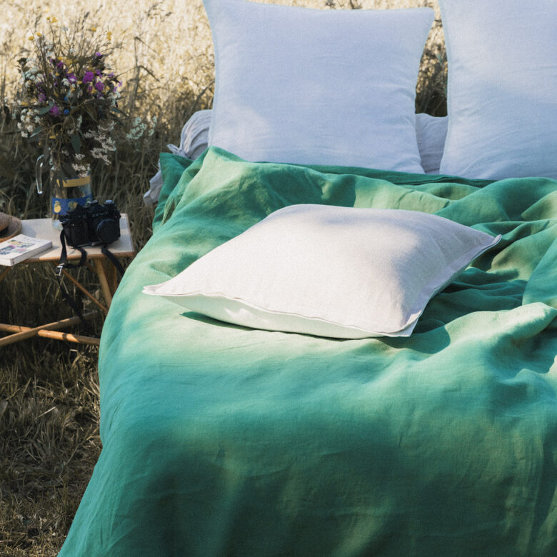 Housse de Coussin en lin lavé Crème Bicolore - Embrin