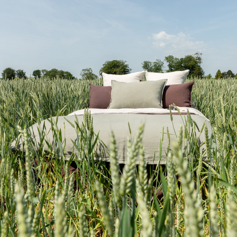 Housse de couette en lin lavé Châtaigne Bicolore - Embrin